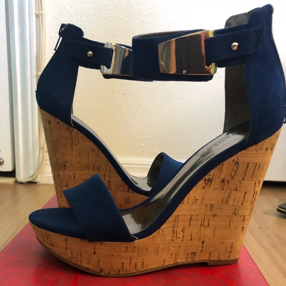 Carlos Santana Royal Blue Wedges